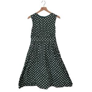 Emily and Fin Fit and Flare Green White Polka Dot Retro Dress Size Small